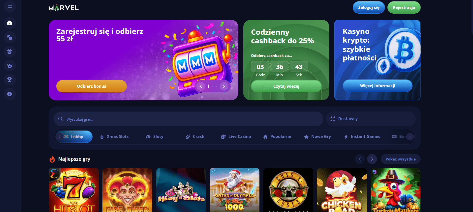 Strona główna Marvel Casino - przegląd platformy